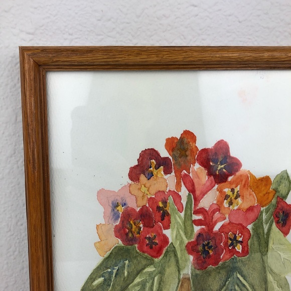 VINTAGE Potted Flowers Hand Painted Water Colors - Picture 5 of 10